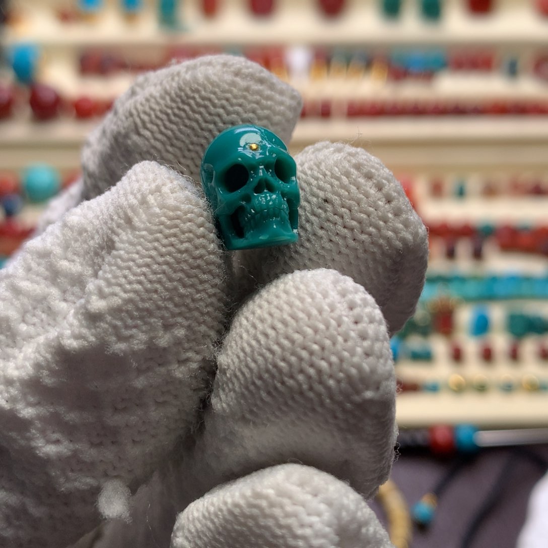 绿松石9.6对耳未镶嵌