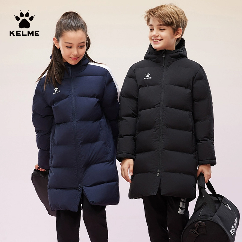 KELME卡尔美棉服儿童运动连帽长款棉袄冬训上衣足球棉衣保暖外套