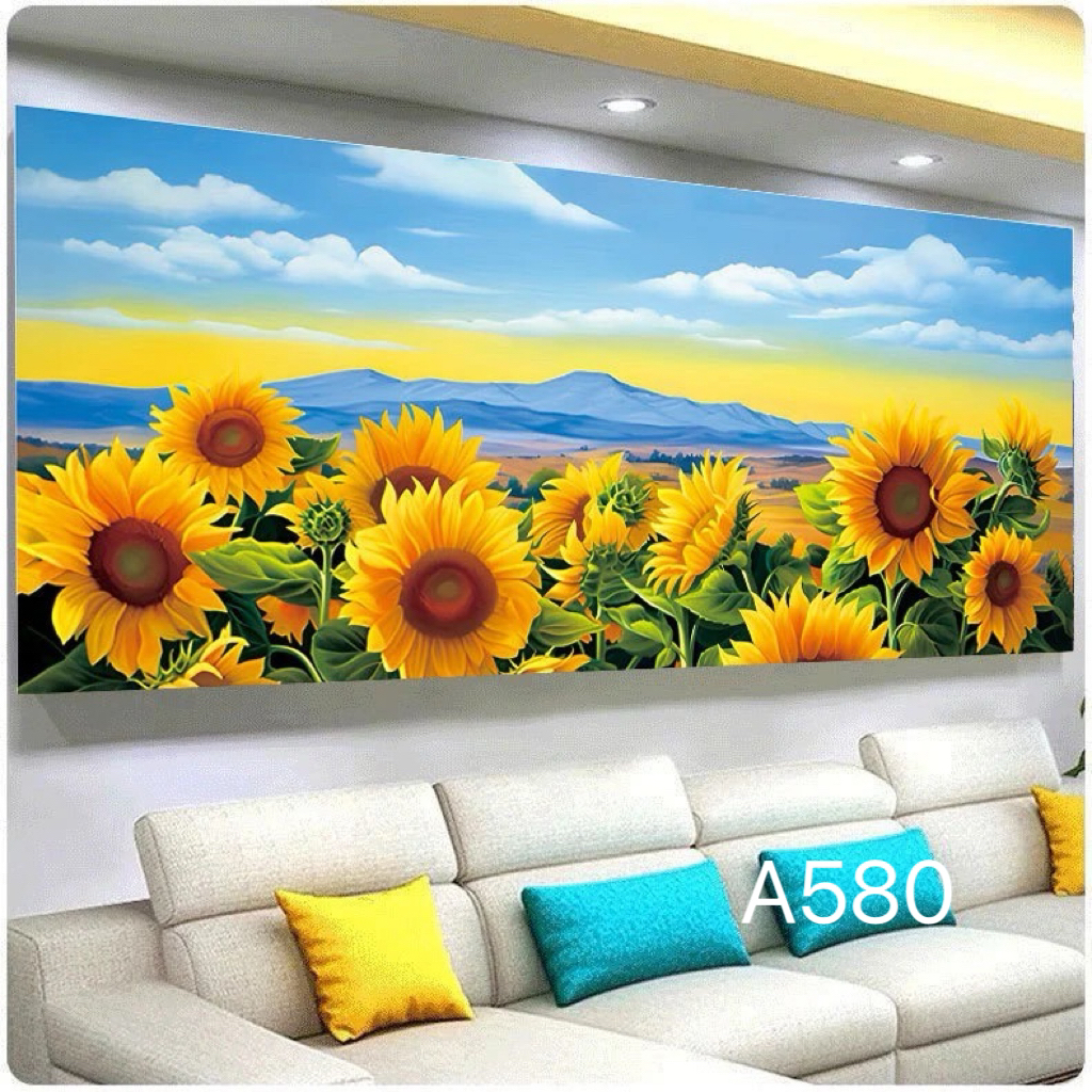 十字绣暖暖向日葵简约现代客厅手工线绣大格180×75