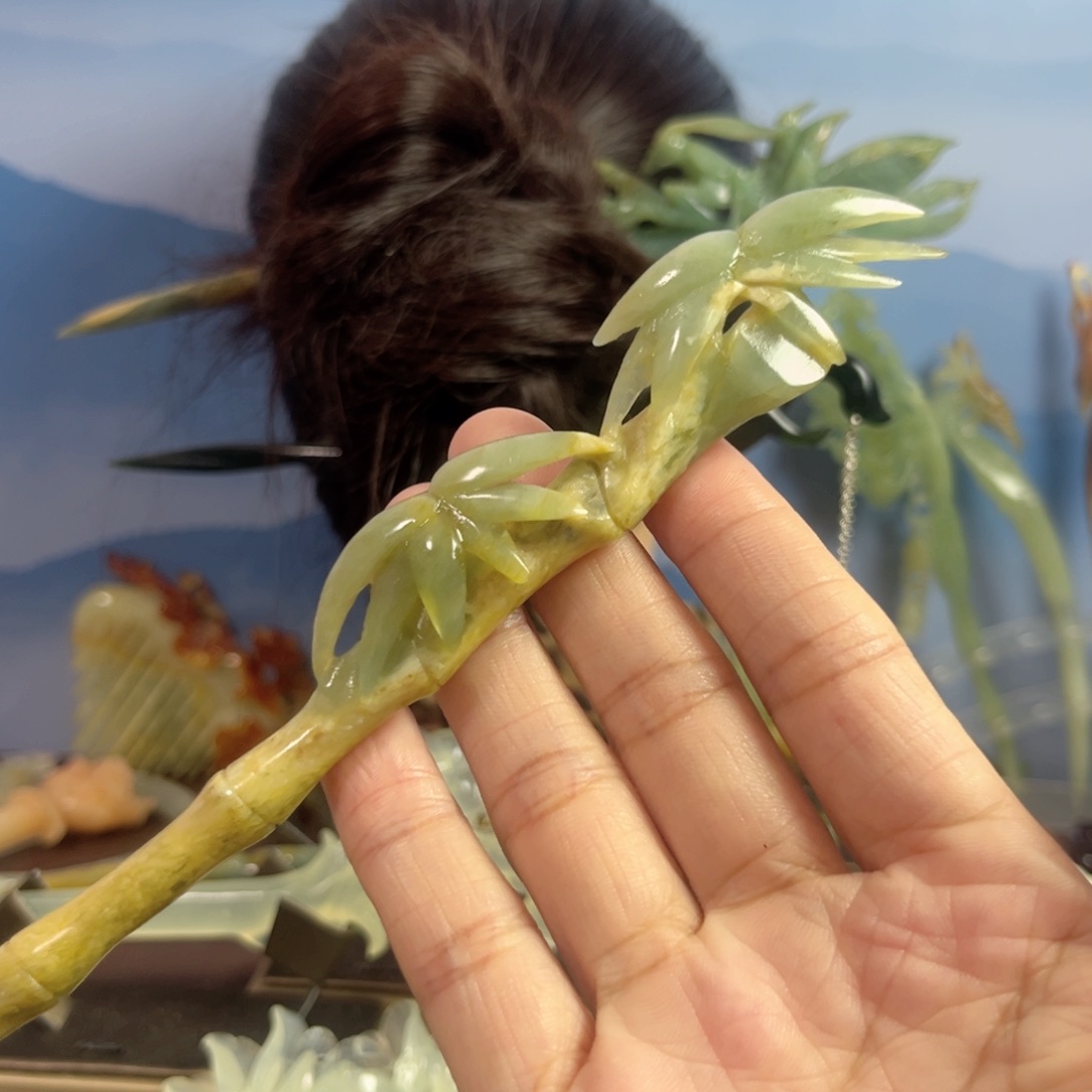 蛇纹石玉发饰合金