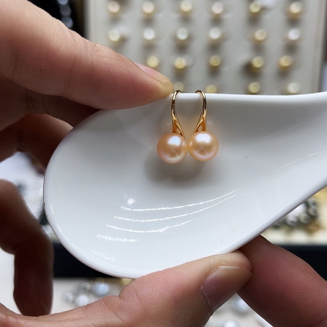 耳饰银S925镶嵌淡水珍珠