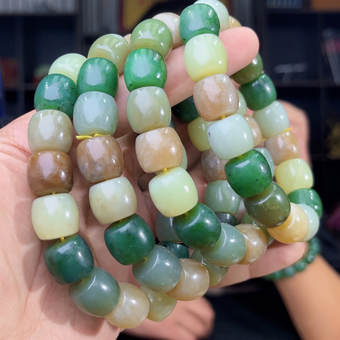 和田玉未镶嵌手串天然和田玉多宝手串卡14多样性发其一微瑕