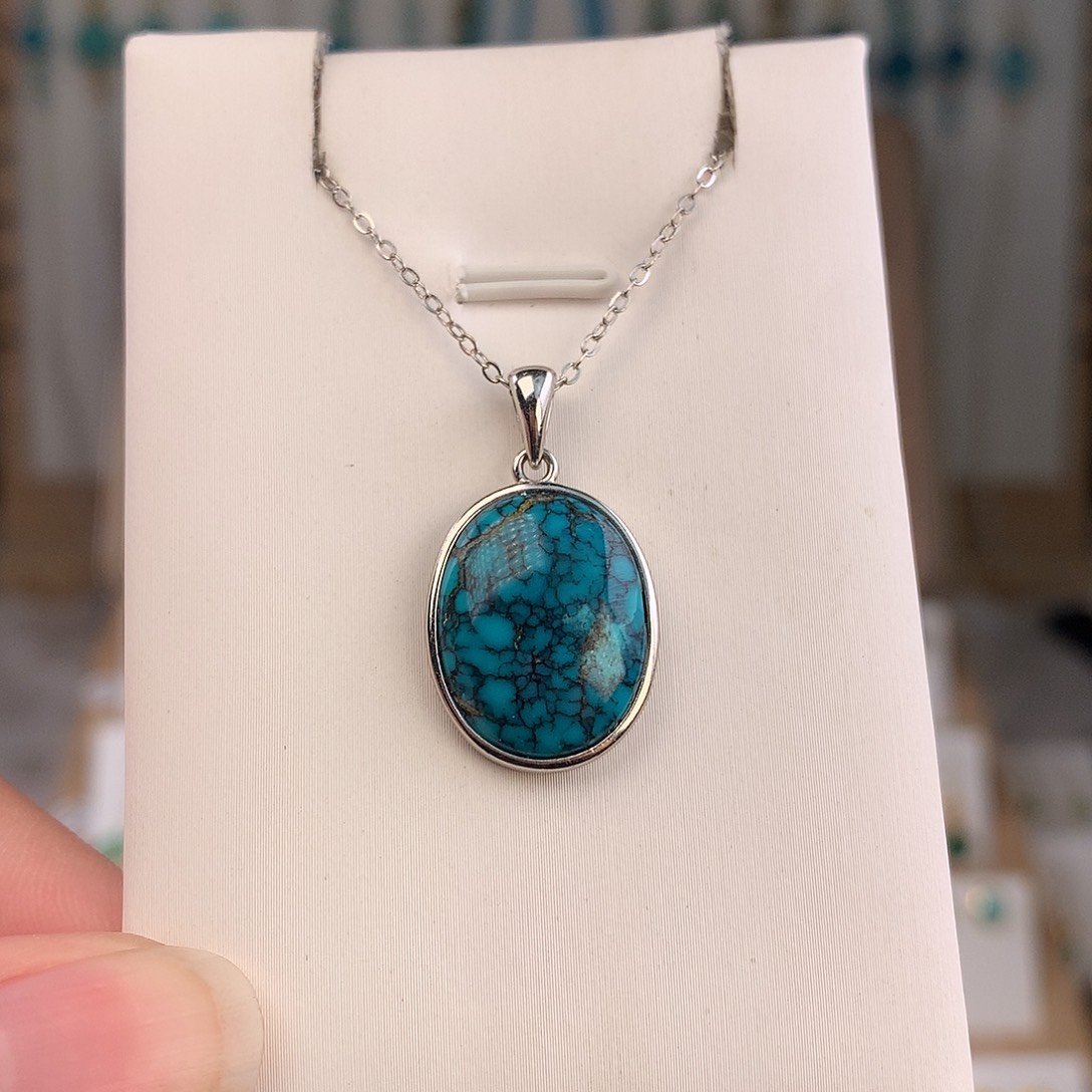 绿松石银S925镶嵌颈饰