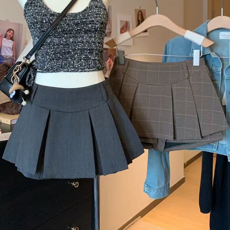 美式学院风格纹裙jk百褶半身裙女早秋辣妹低腰性感防走光超短裙子