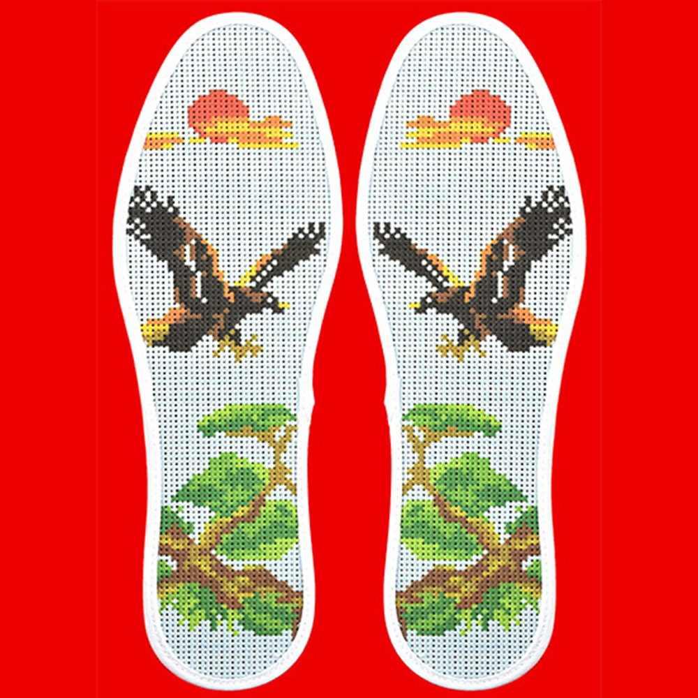 小格十字绣鞋垫七层纯棉布花边吸汗防臭（6296）