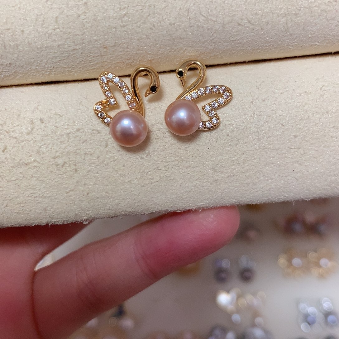 淡水珍珠耳饰合金