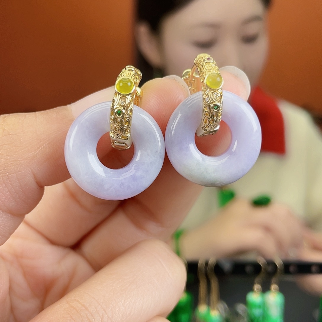 翡翠未镶嵌耳饰饰品