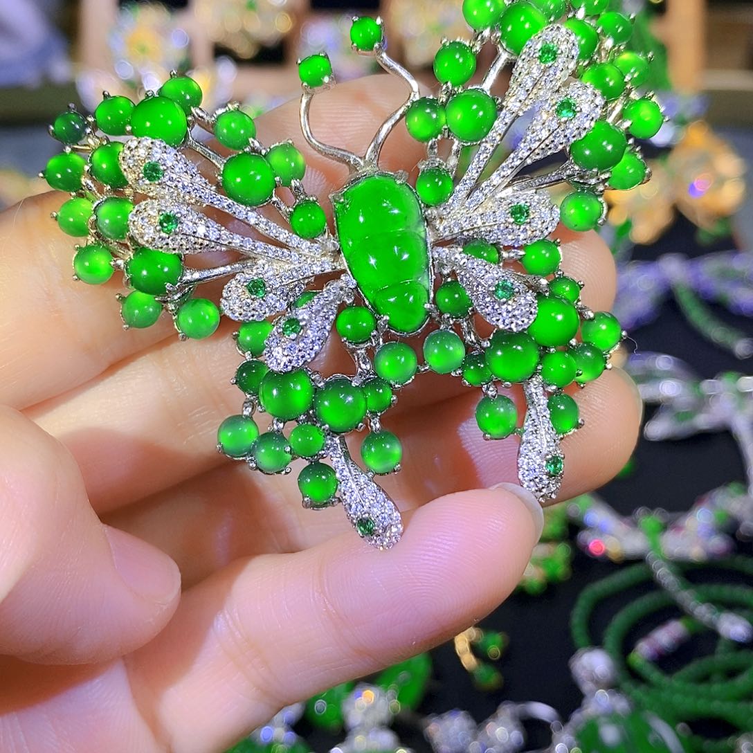 吊坠(不含链)银S925镶嵌翡翠