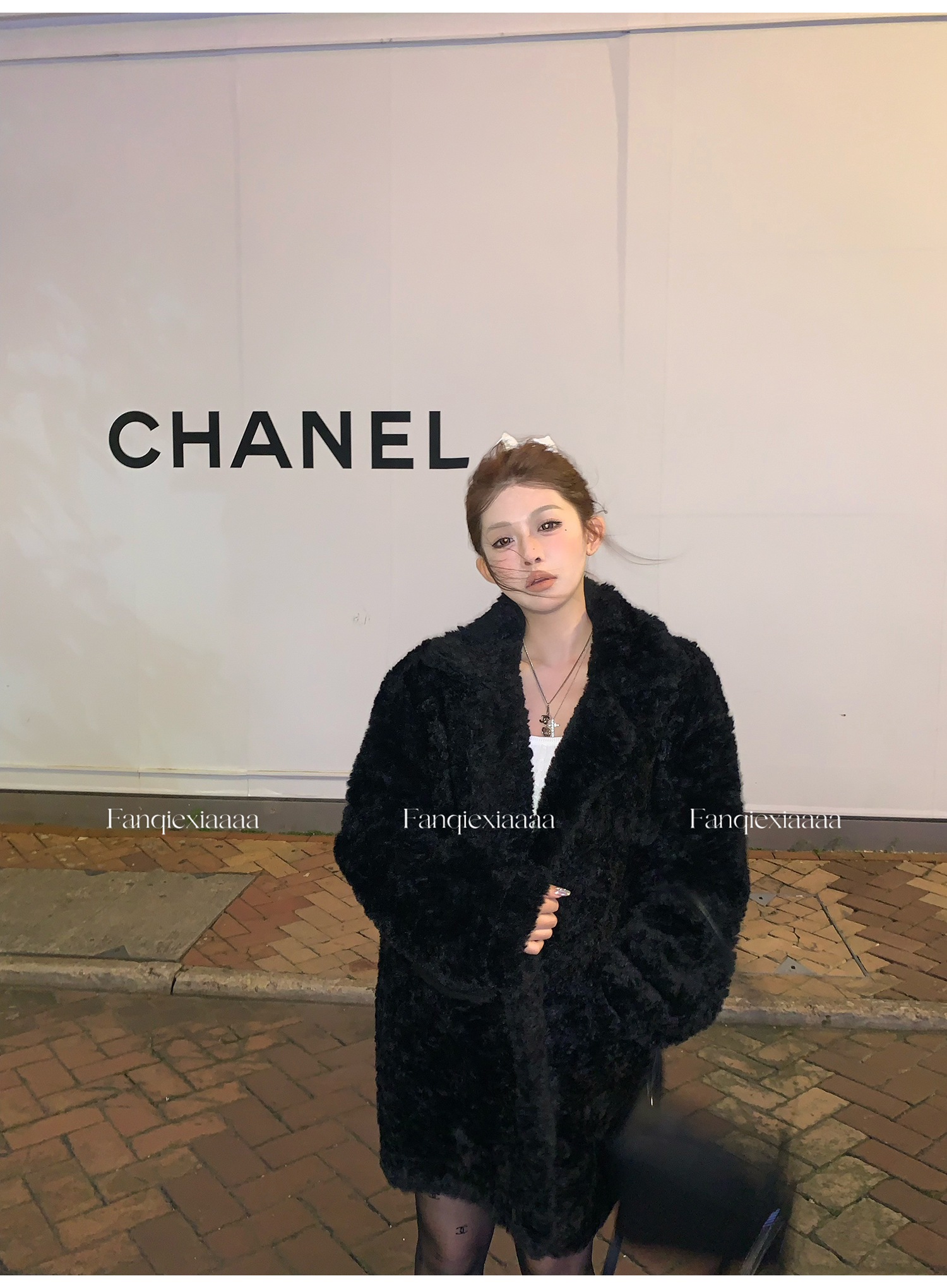 冬季泰迪毛中长款加厚西装领外套