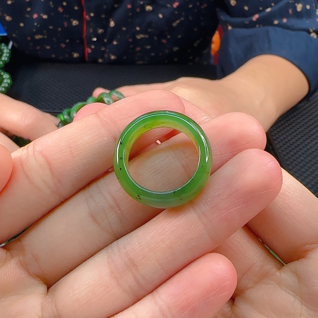 未镶嵌戒指和田玉碧玉戒圈卡17
