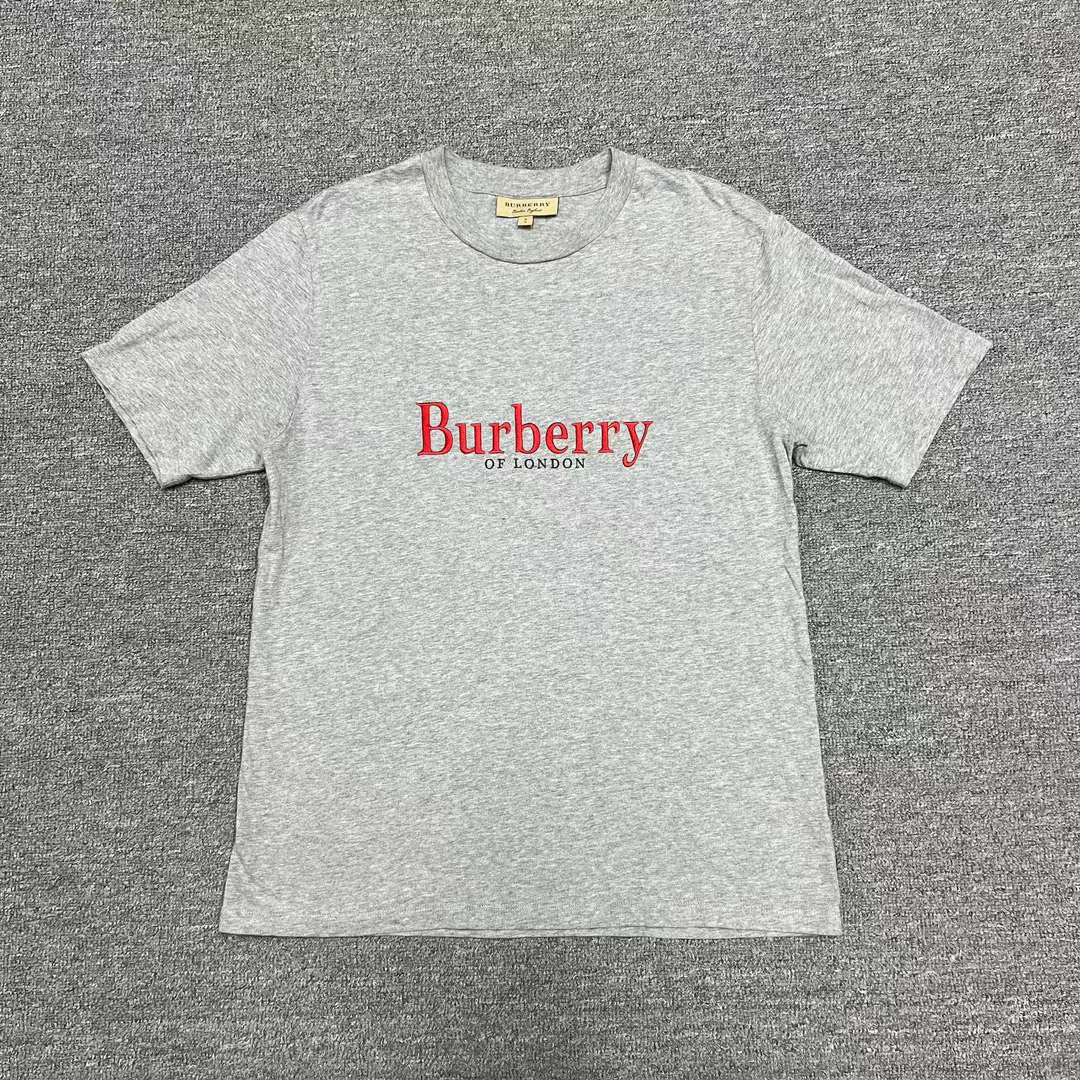 99新 BURBERRY/博柏利 灰色字母Logo短袖 S码