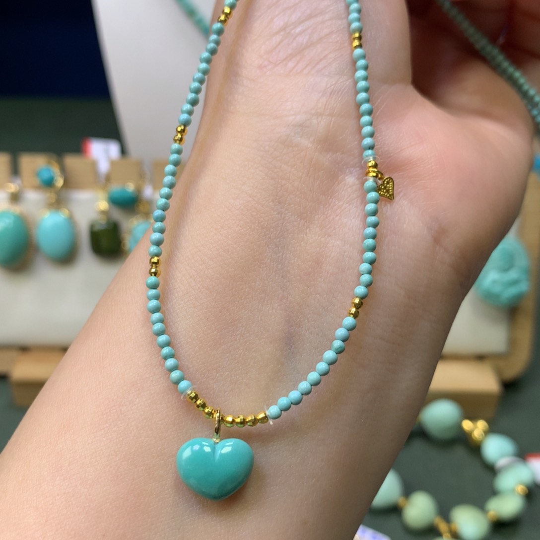 绿松石项链18K金镶嵌