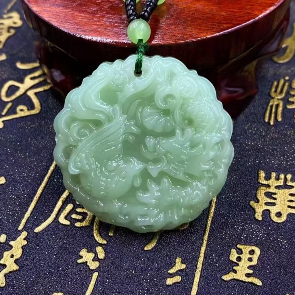 国风浅色龙凤成双吊坠31026