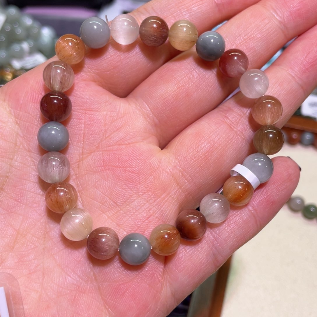 水晶手链未镶嵌朵*猫彩兔毛