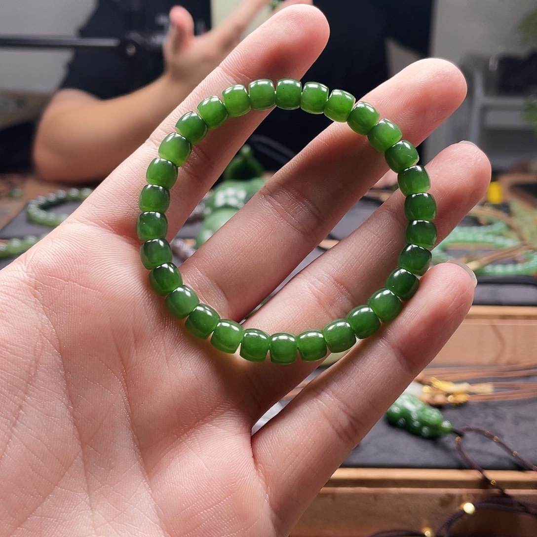 和田玉（碧玉）未镶嵌手串多样性发一