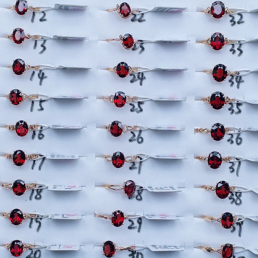 戒指石榴石18K金镶嵌