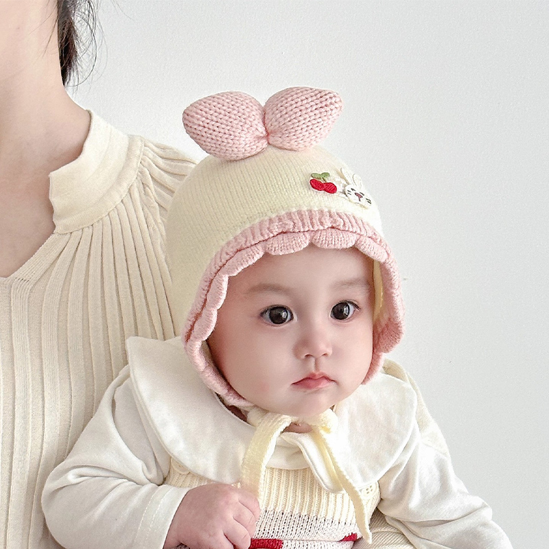 婴儿帽子秋冬季宝宝护耳帽毛线帽婴幼儿可爱针织帽秋冬天保暖防风