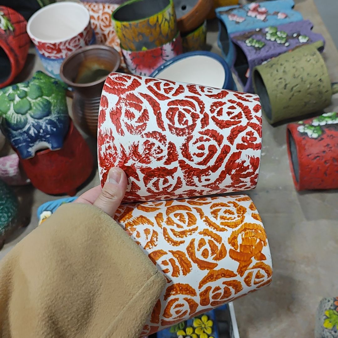 红陶吸水透气的白陶花盆凑满12发货