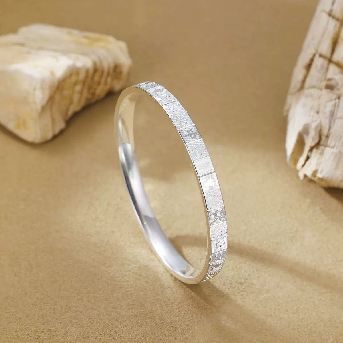 足银银制品 B49十三幺麻将手镯闭口款