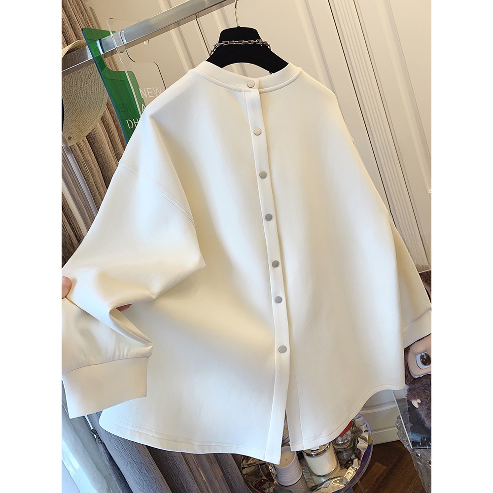 胖妹妹240斤大码独特设计感圆领长袖T恤卫衣女装秋季新款宽松上衣