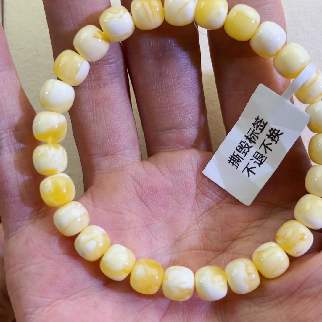 未镶嵌琥珀手串精工瓷白8mm手串