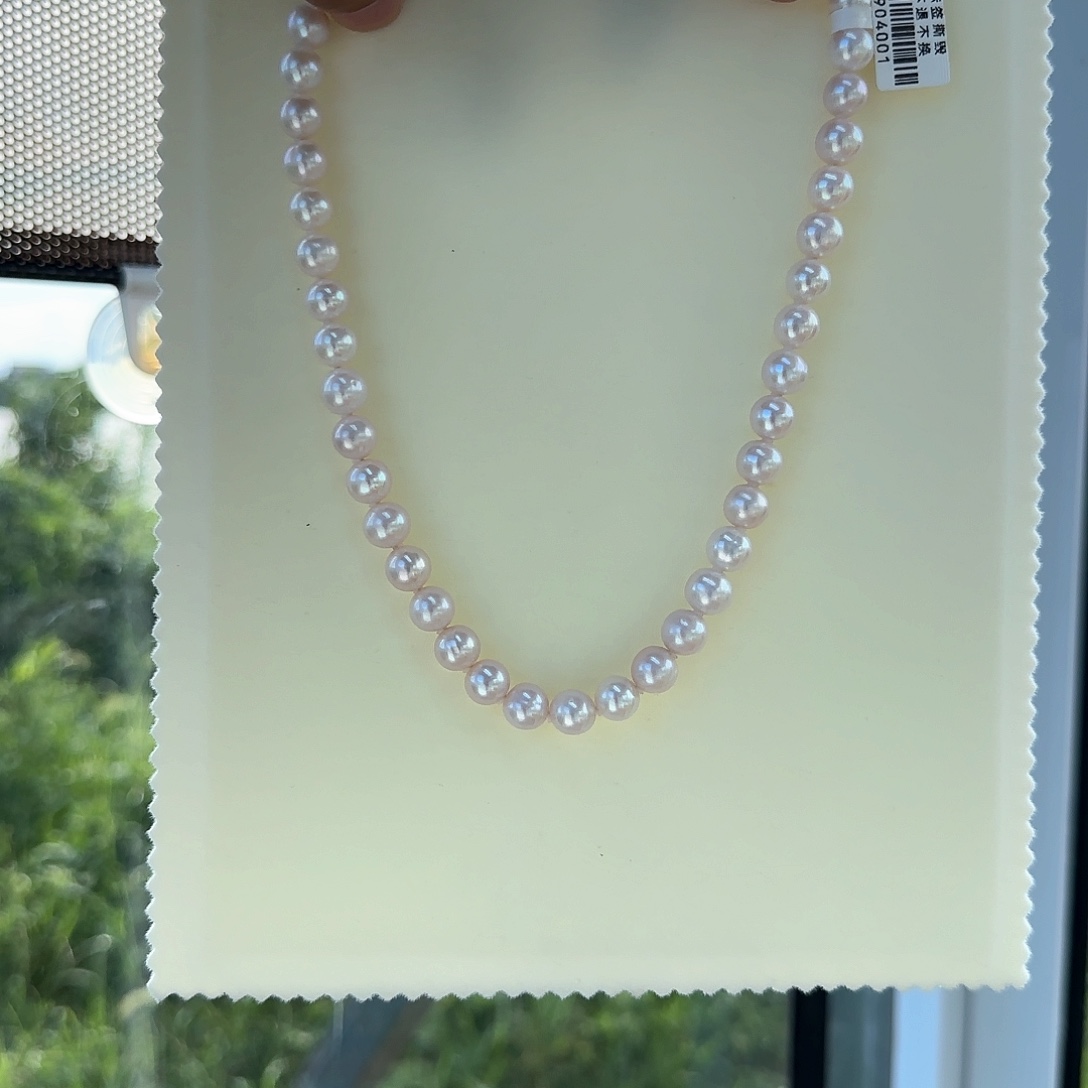 淡水珍珠银S925镶嵌颈饰9-10无核极光镜面正圆炫彩白透粉