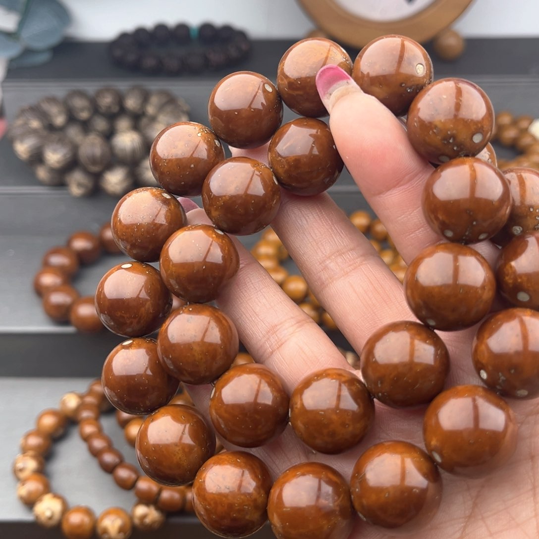 紫金鼠手串半实心光珠双圈手持练手款18