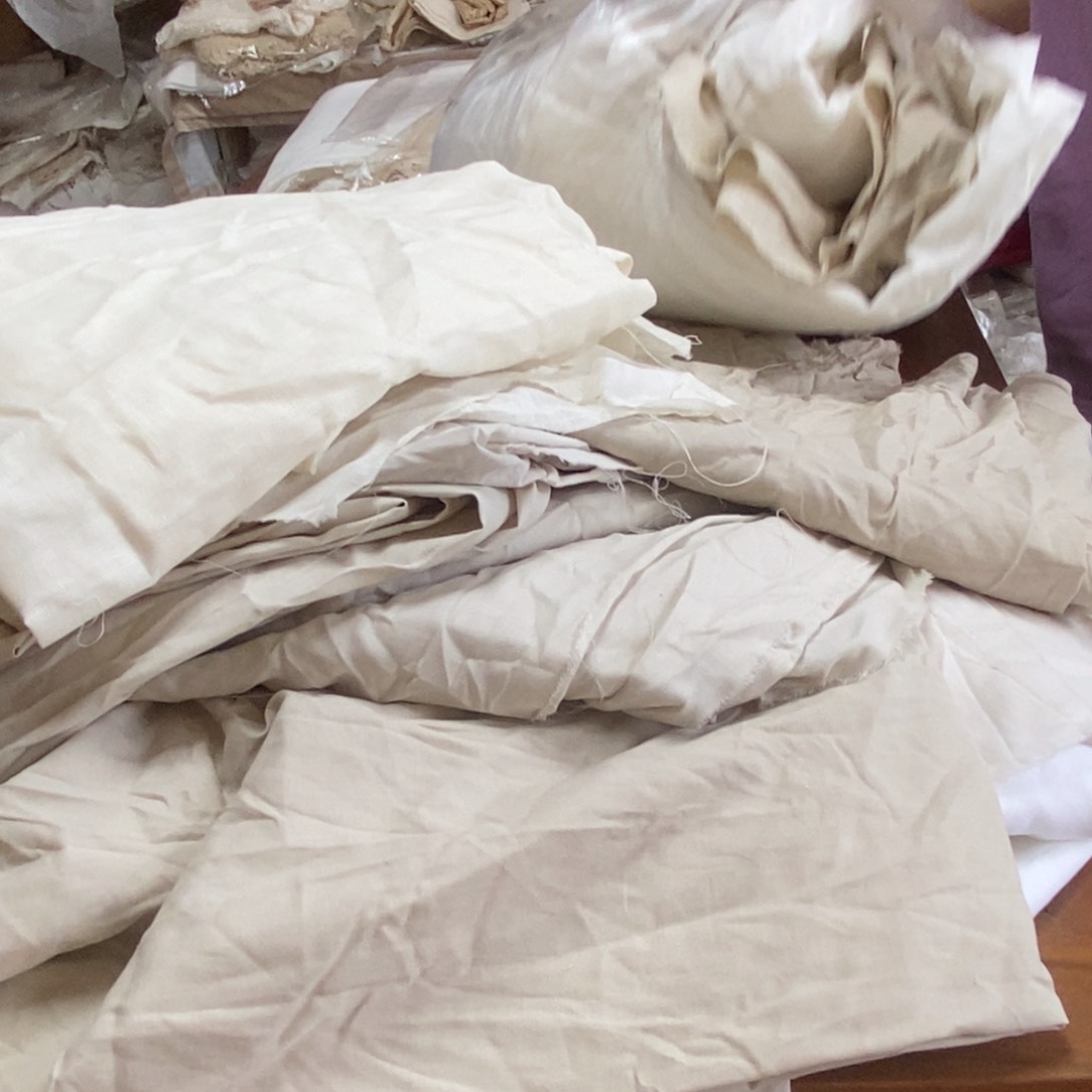 毛绒亚麻棉蚕丝089-5斤亚麻布头不退换