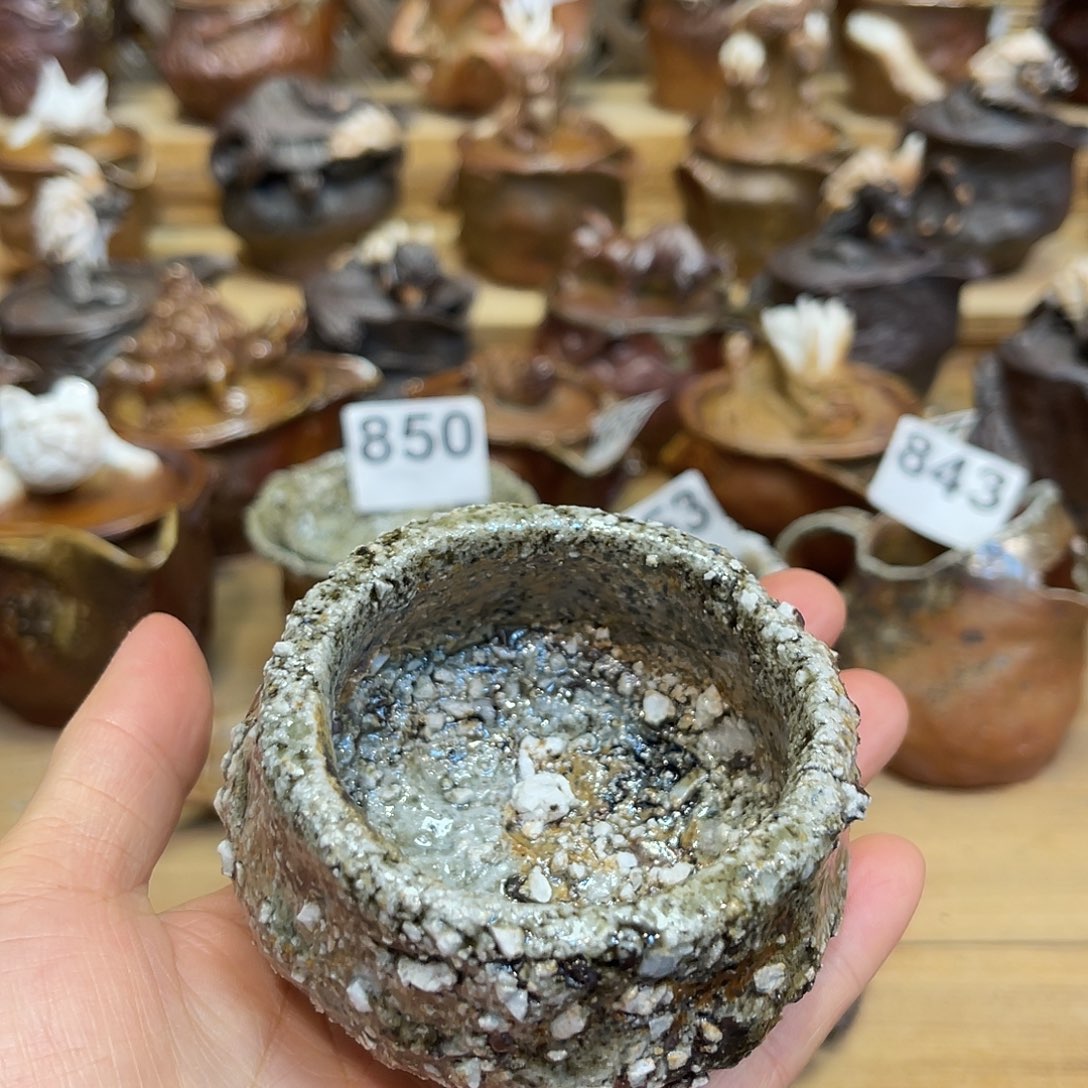 杯柴烧石头手捏复烧杯