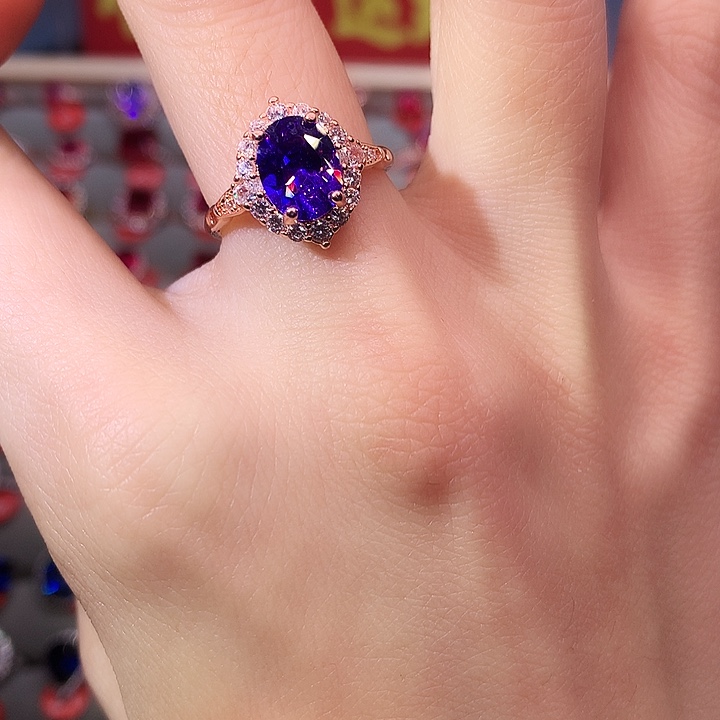 紫晶戒指银S925镶嵌戒指
