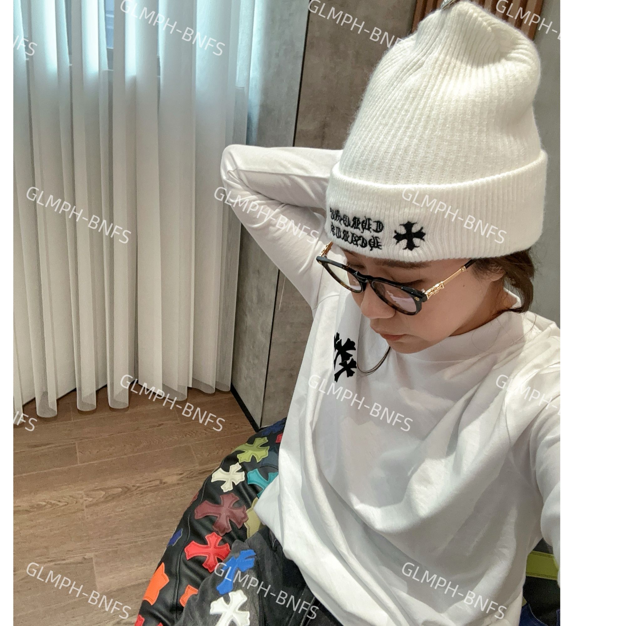 GLMPH-BNFS【小克打底】简约小众印花修身圆领长袖百搭T恤-815