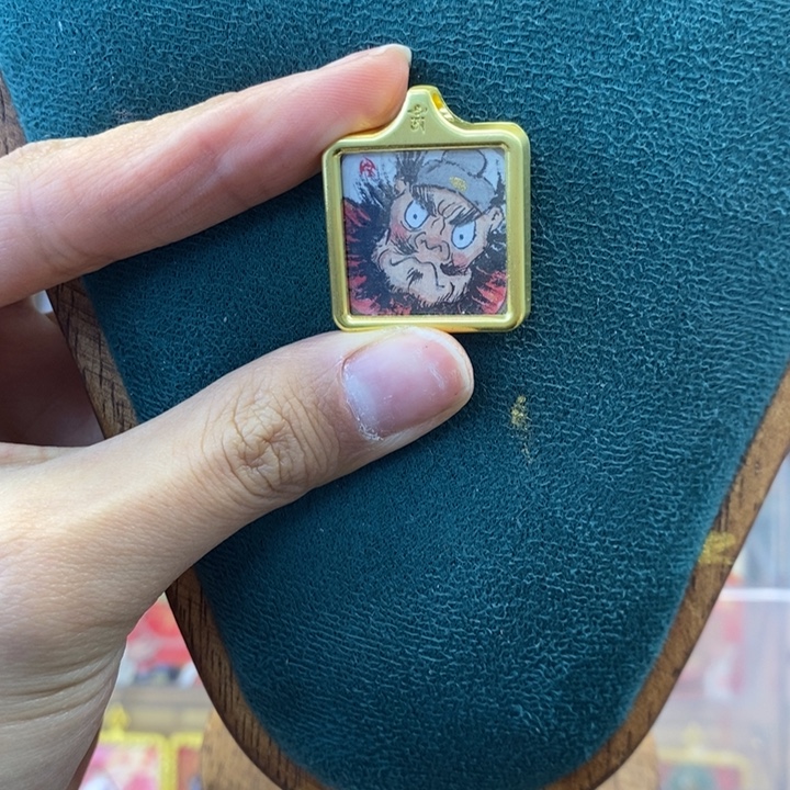 孤品朱砂奎爷方块锌合金小项链2*2