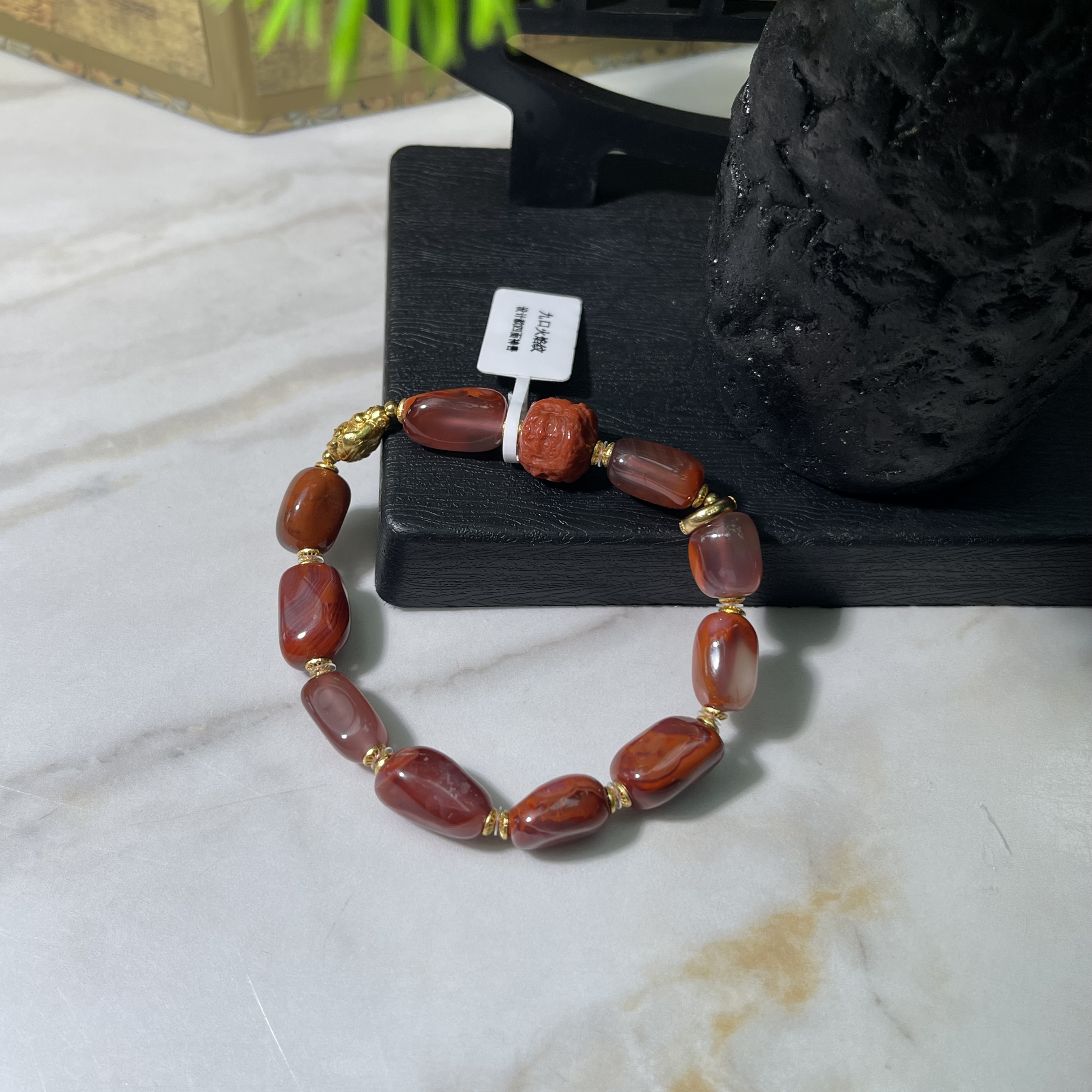 南红九口火焰纹 设计款四面神兽 8mm+ 多样性发一