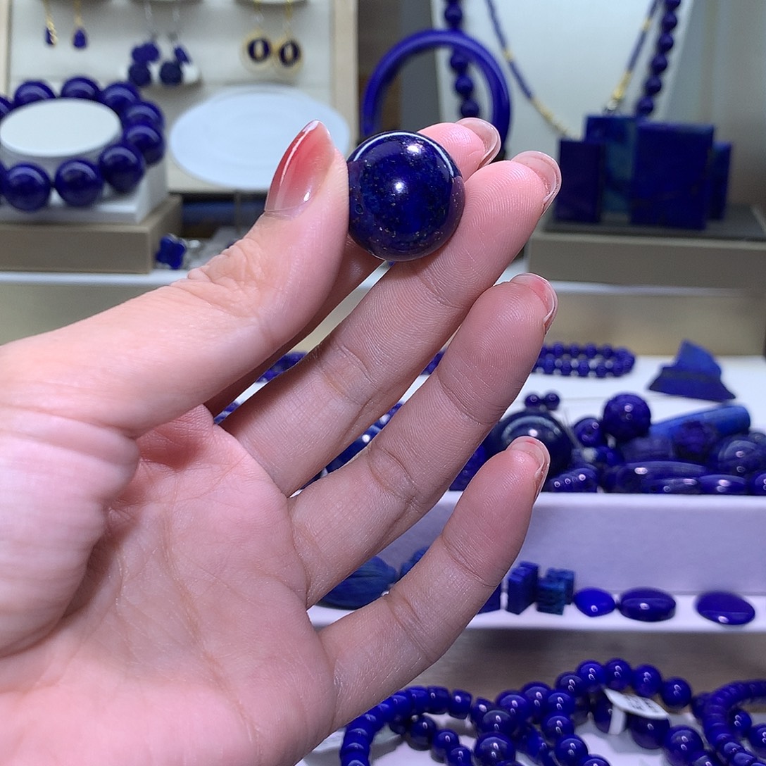 家***莒青金石未镶嵌天然原矿单圆珠20.3 m