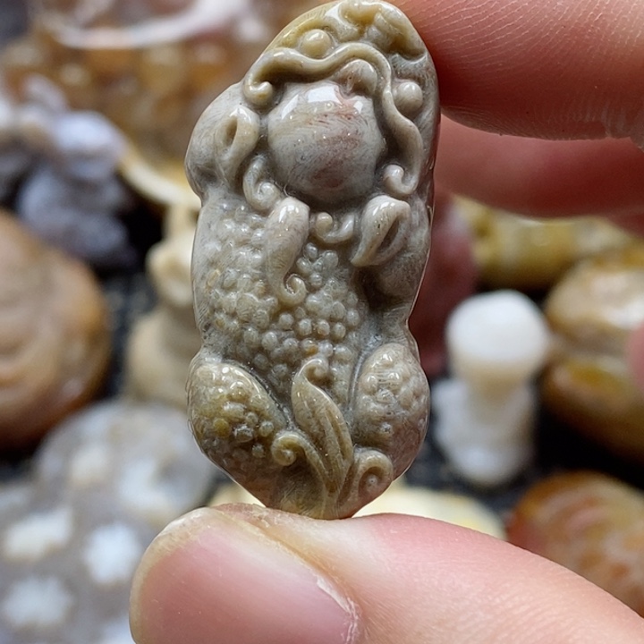 硅化珊瑚（珊瑚玉）颈饰未镶嵌小吊坠