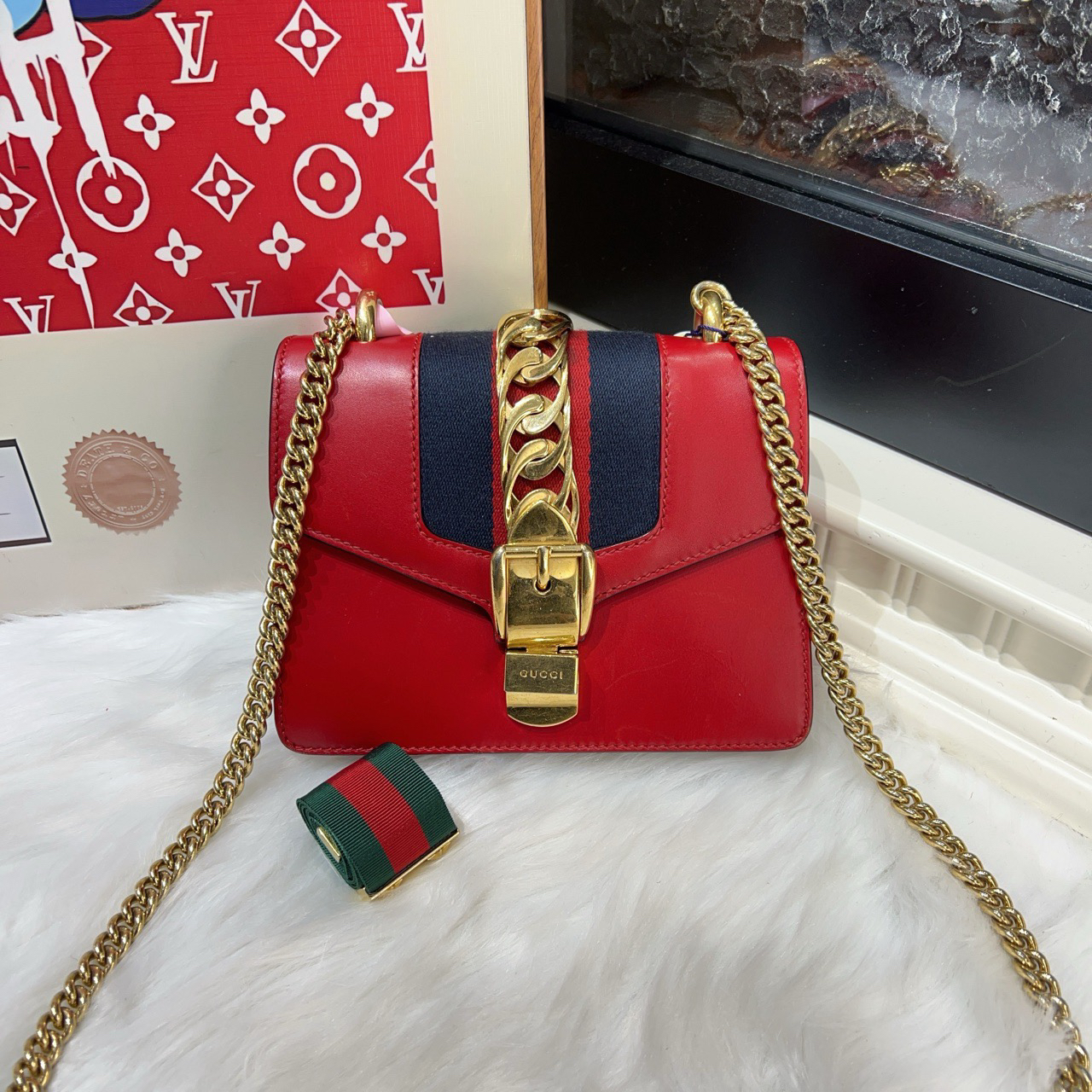 95新 GUCCI/古驰 古驰小号塞尔维亚单肩包 cj3122