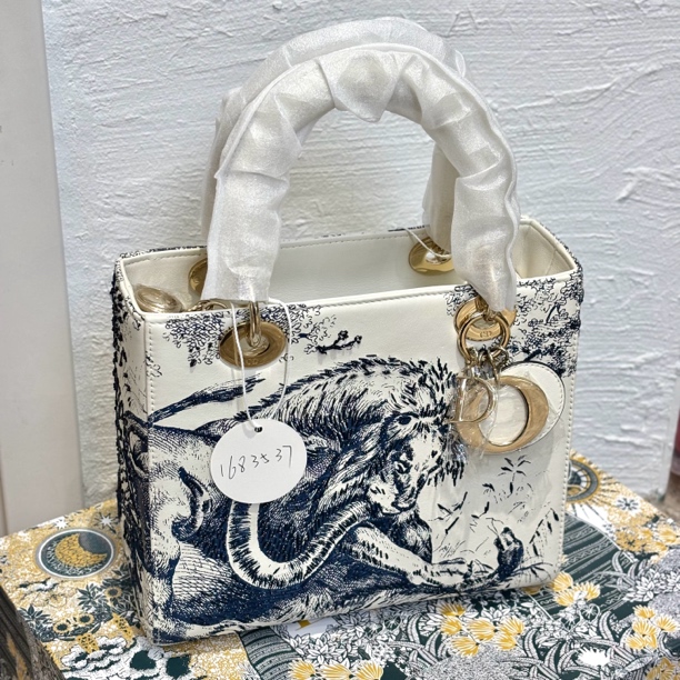 95新 DIOR/迪奥 夏七中古/动物园刺绣戴妃手提单肩包/1683537