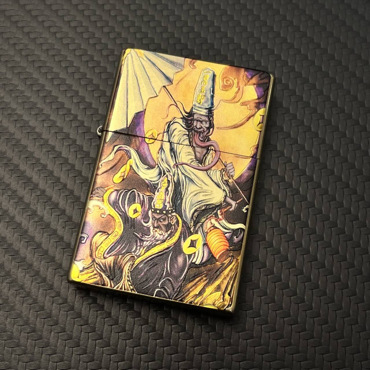 EIFFEL/埃菲尔四代E11黄铜珐琅彩绘黑白无常防风创意煤油打火机