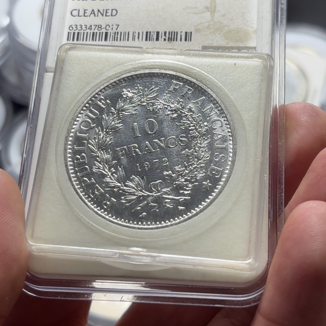 银Ag900法国大力神10法郎银币美品 