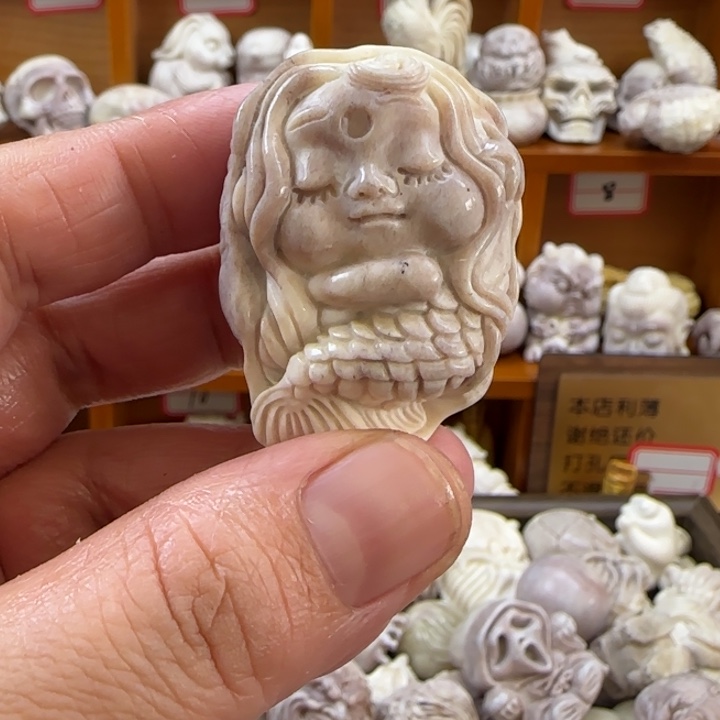 非金属配饰鹿角雕刻贝壳仙子