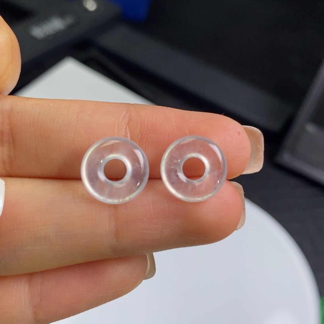 翡翠未镶嵌耳饰裸石甜甜圈