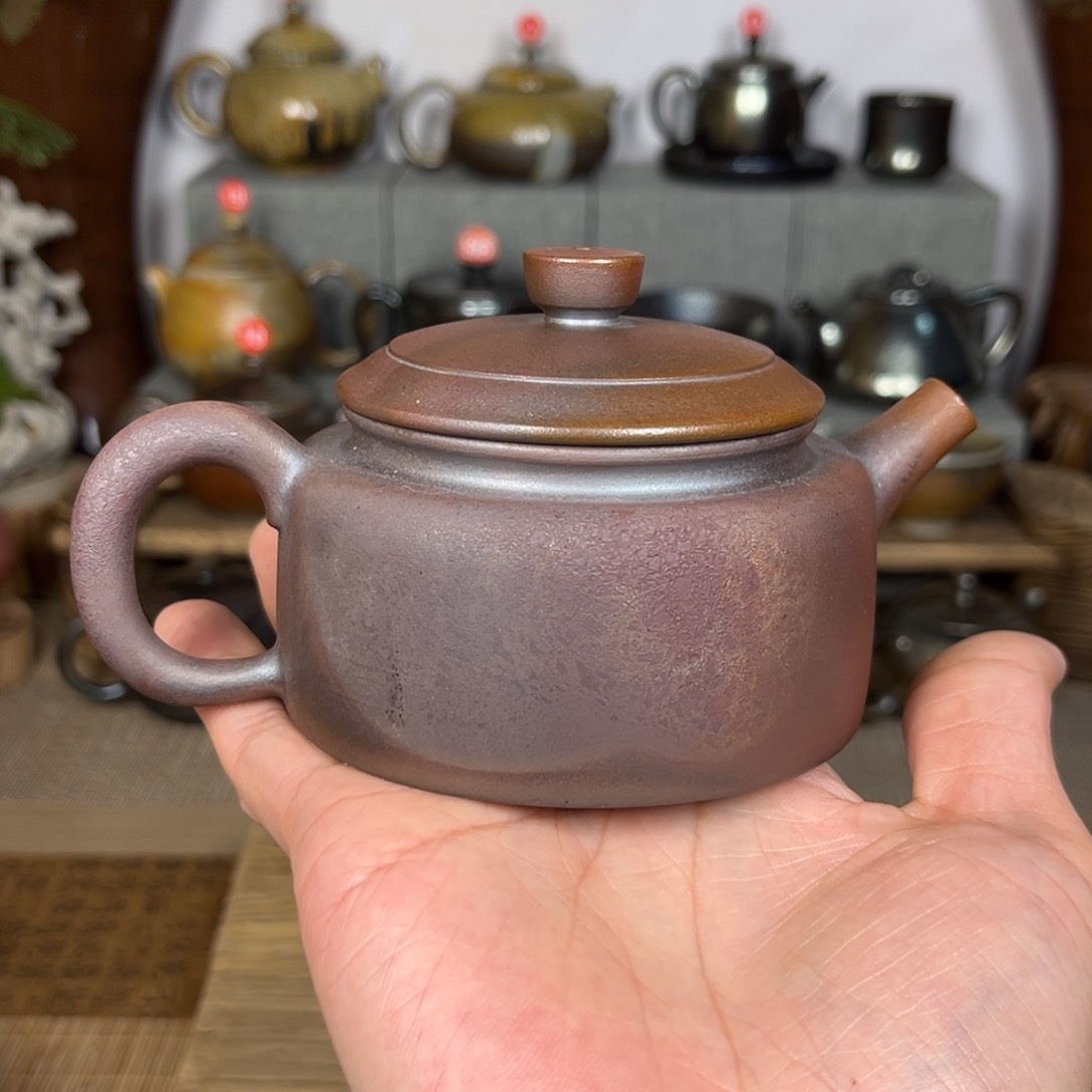 壶建水紫陶铁红紫泥柴烧壶200c c