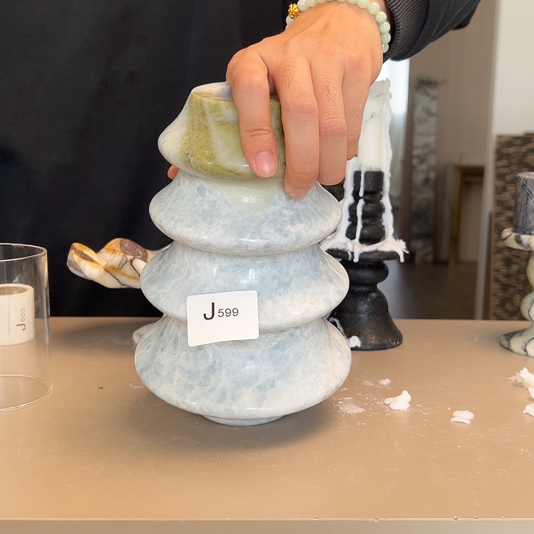 石材J599蓝水晶水培花瓶圣诞树