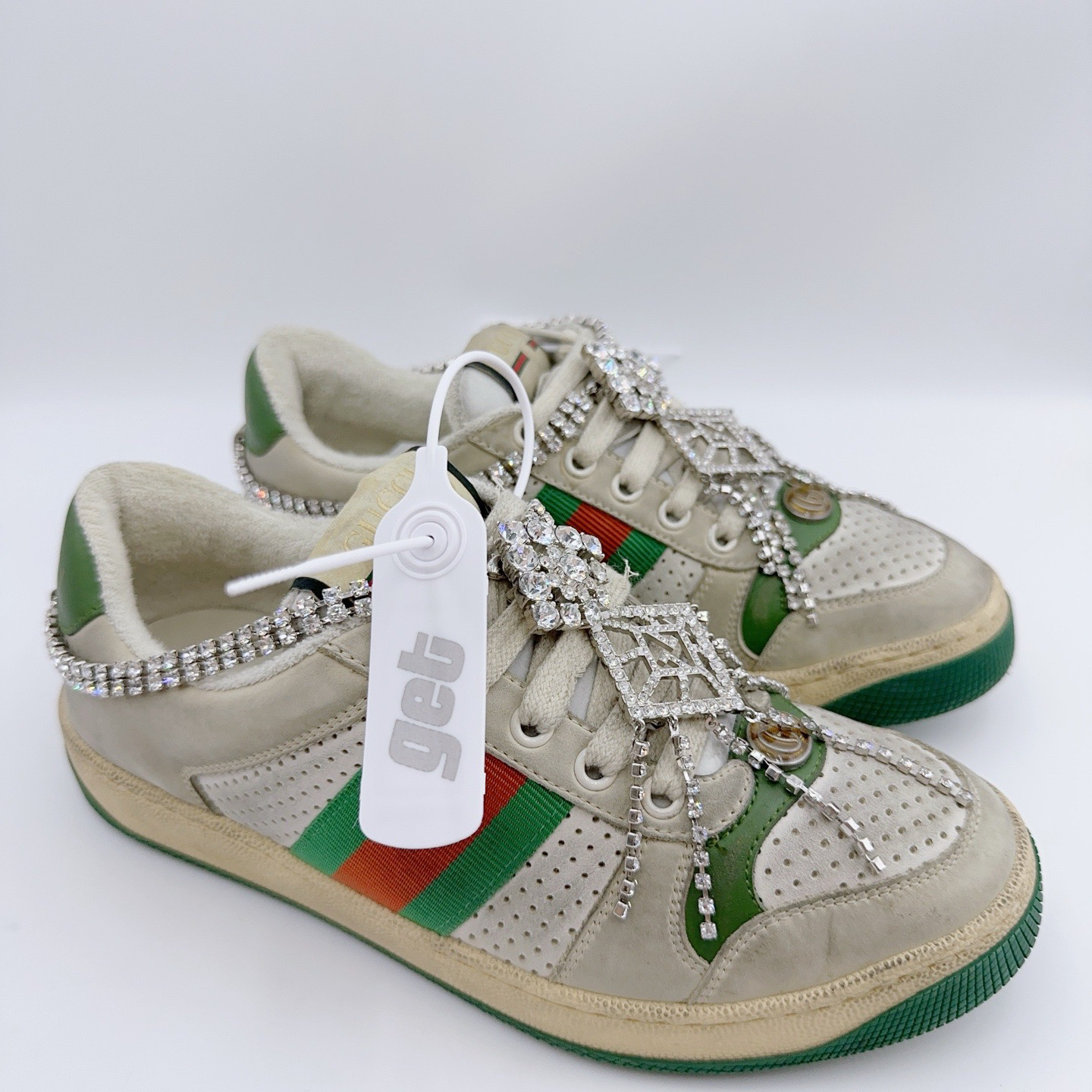 99新 GUCCI/古驰 99新/古驰/36码/水钻链条logo脏脏鞋/01778