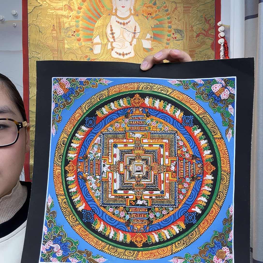 装裱画纯手绘唐卡27厘米左右坛城