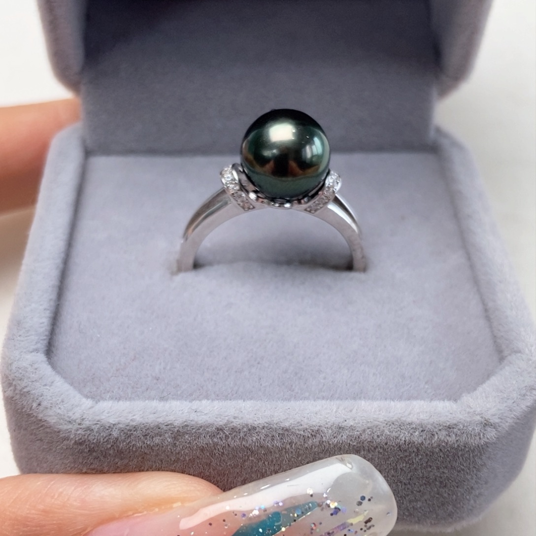 海水珍珠戒圈银S925镶嵌