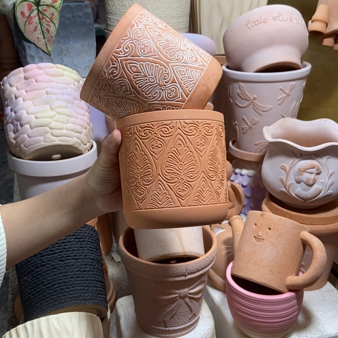 12×12几何直筒复古+红陶2个