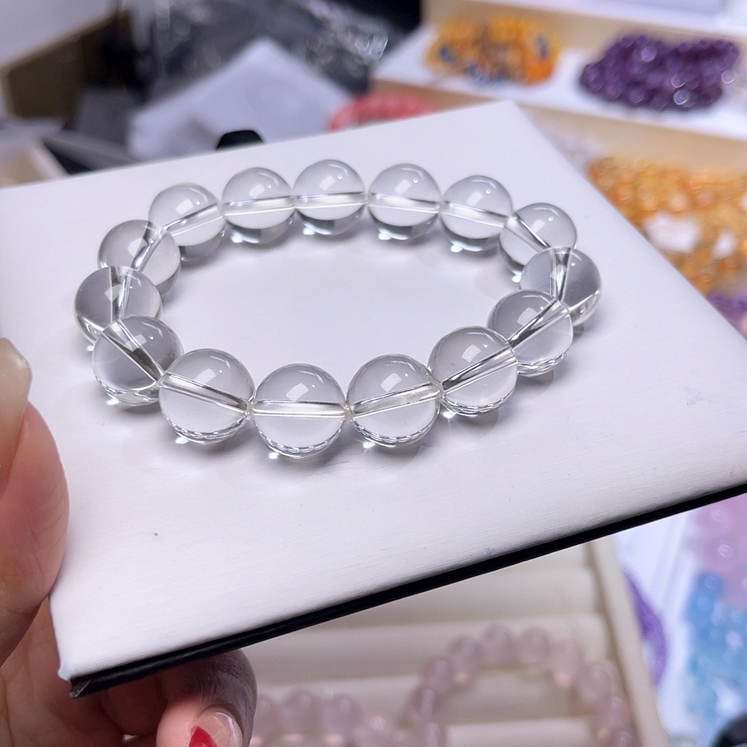 水晶手串未镶嵌张*源天然水晶14m