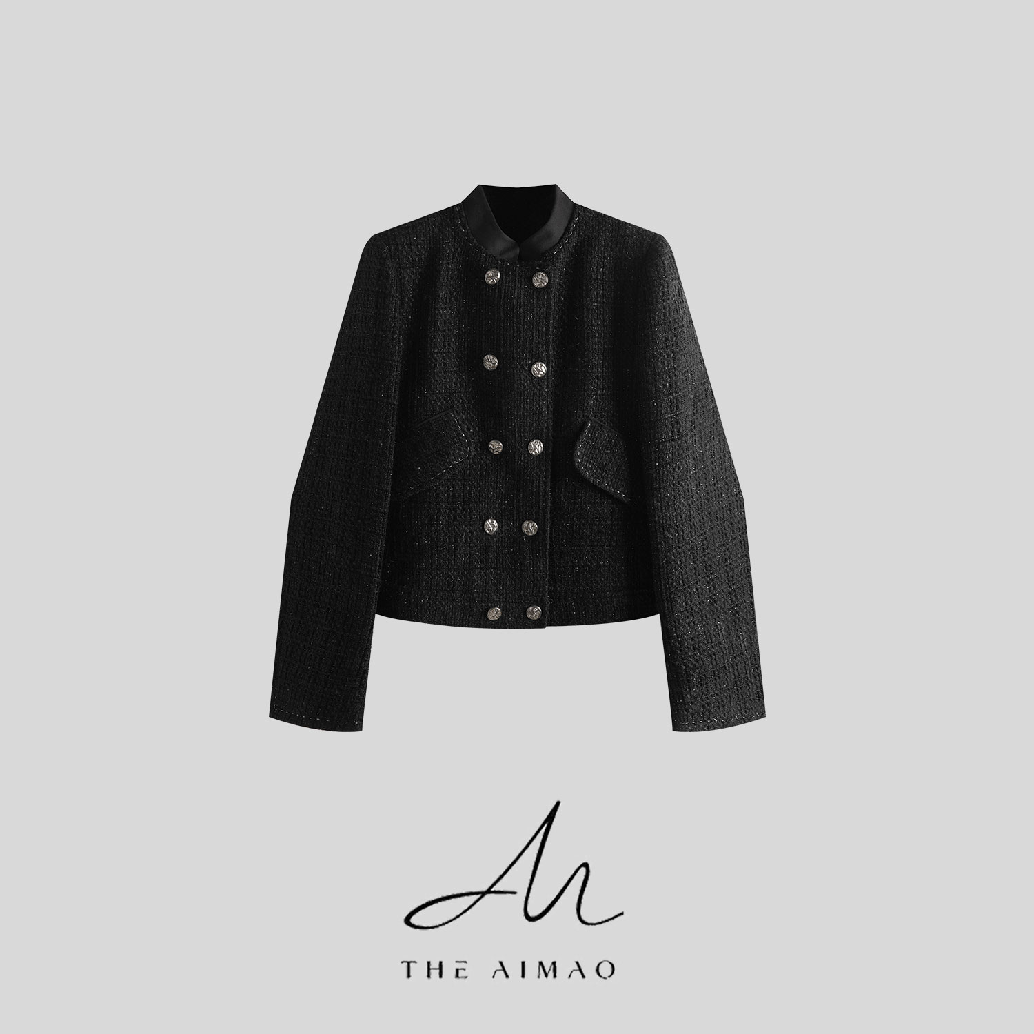 【THE AIMAO】”戛纳之夜“羊毛混纺编织肌理双排扣小香外套XYX82643