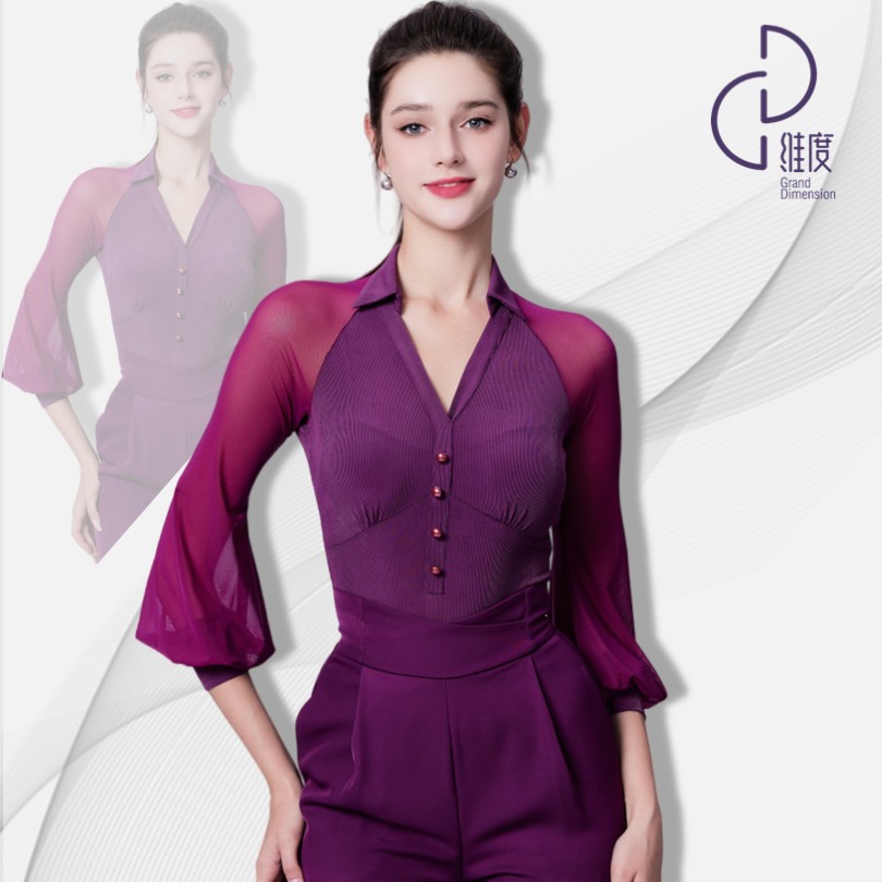 【维度舞服】Y362原创设计新款女士上衣摩登舞练习服溯源好物